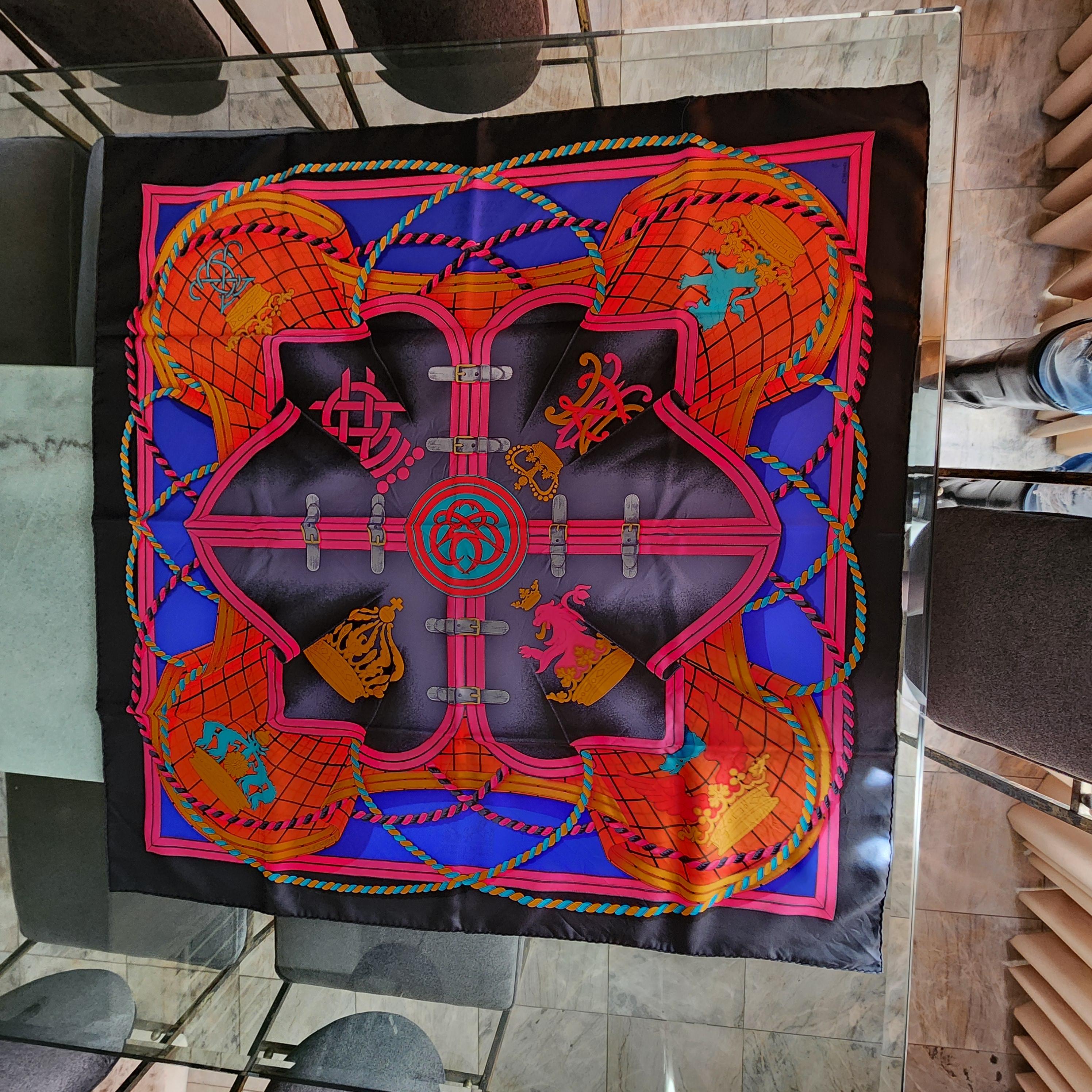French 1980s Hermès Silk Scarf Grande Tenue Henri D'Origny Boxed For Sale