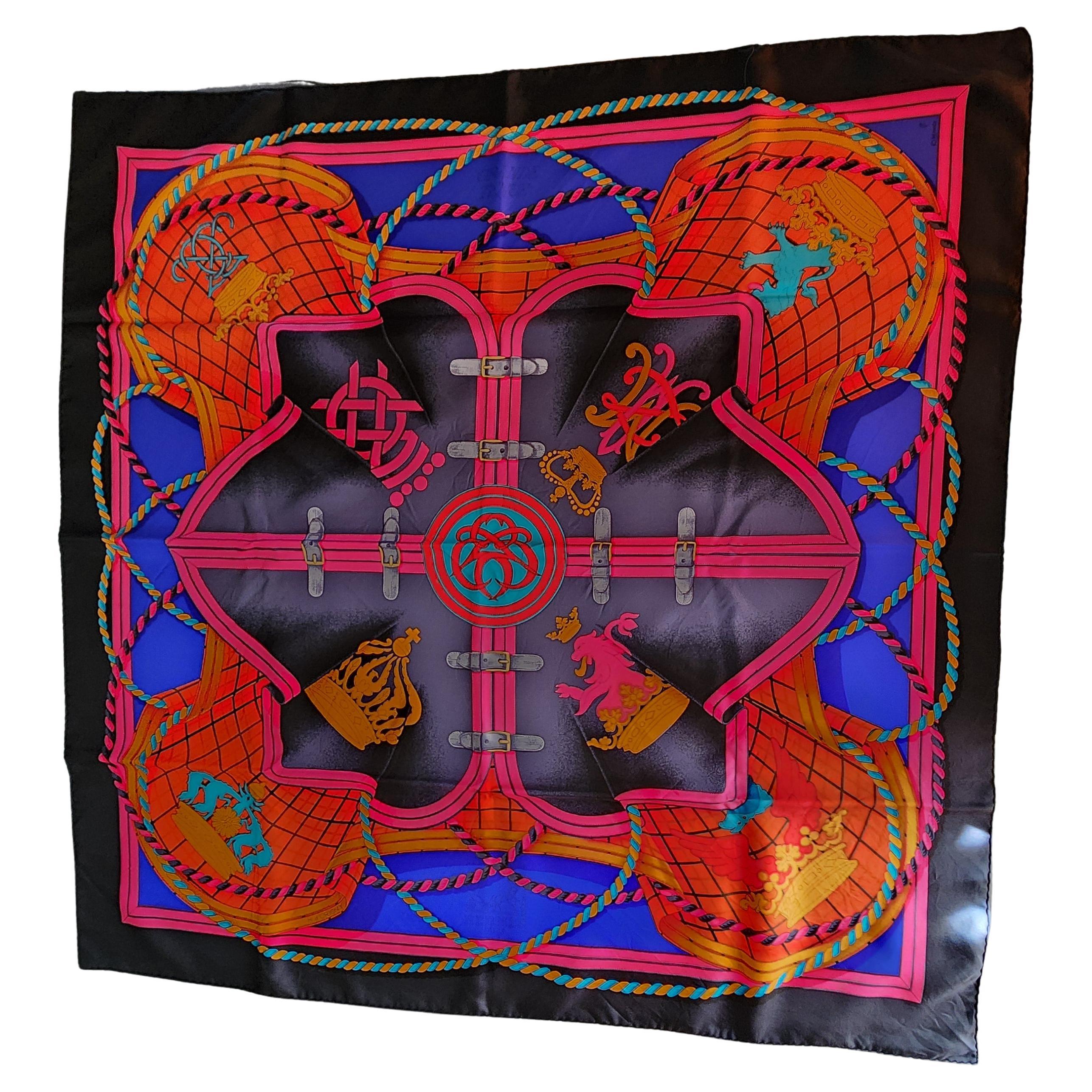 1980s Hermès Silk Scarf Grande Tenue Henri D'Origny Boxed