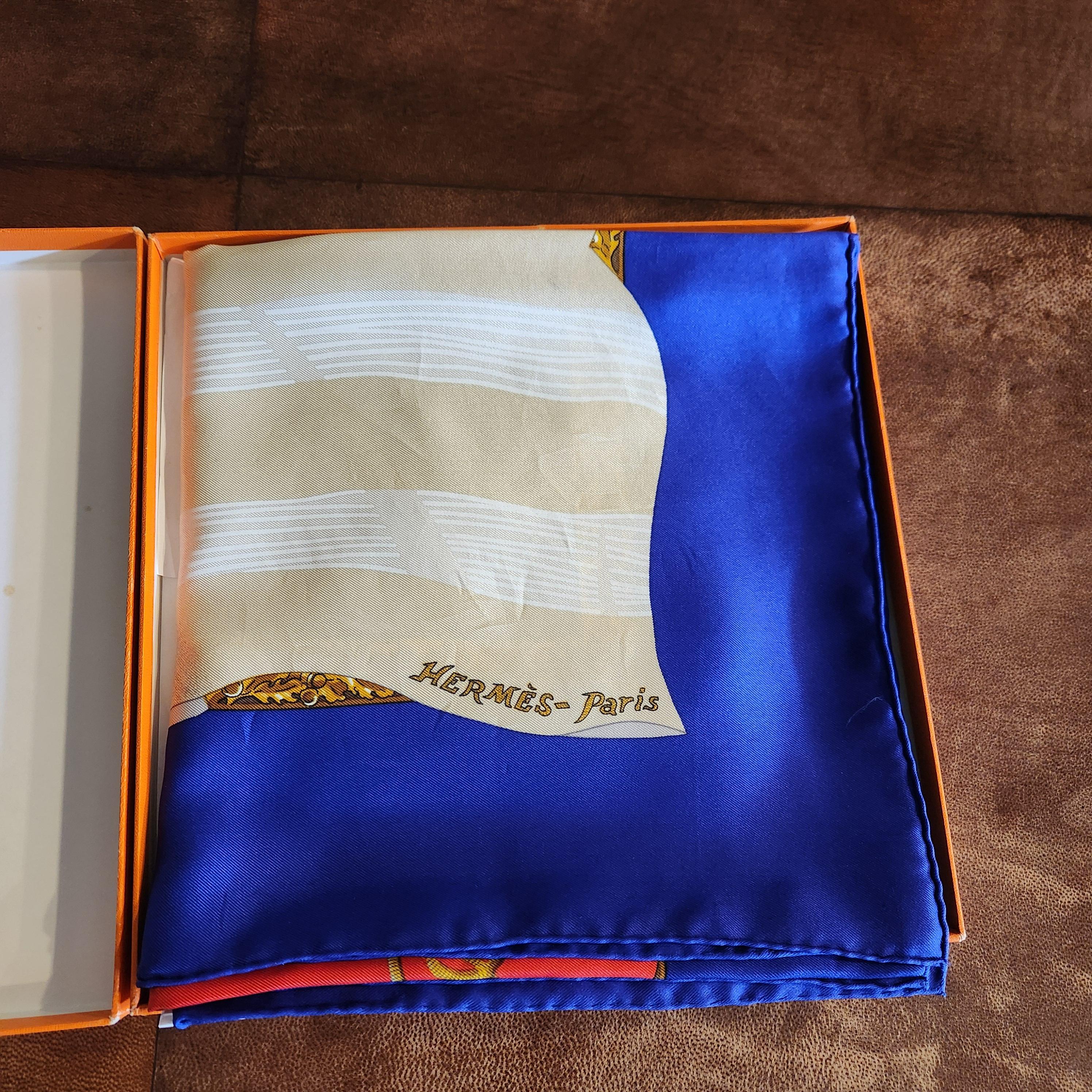 1980s Hermès Silk Scarf Hilton McConnico Souvenirs de Paris Boxed For Sale 4
