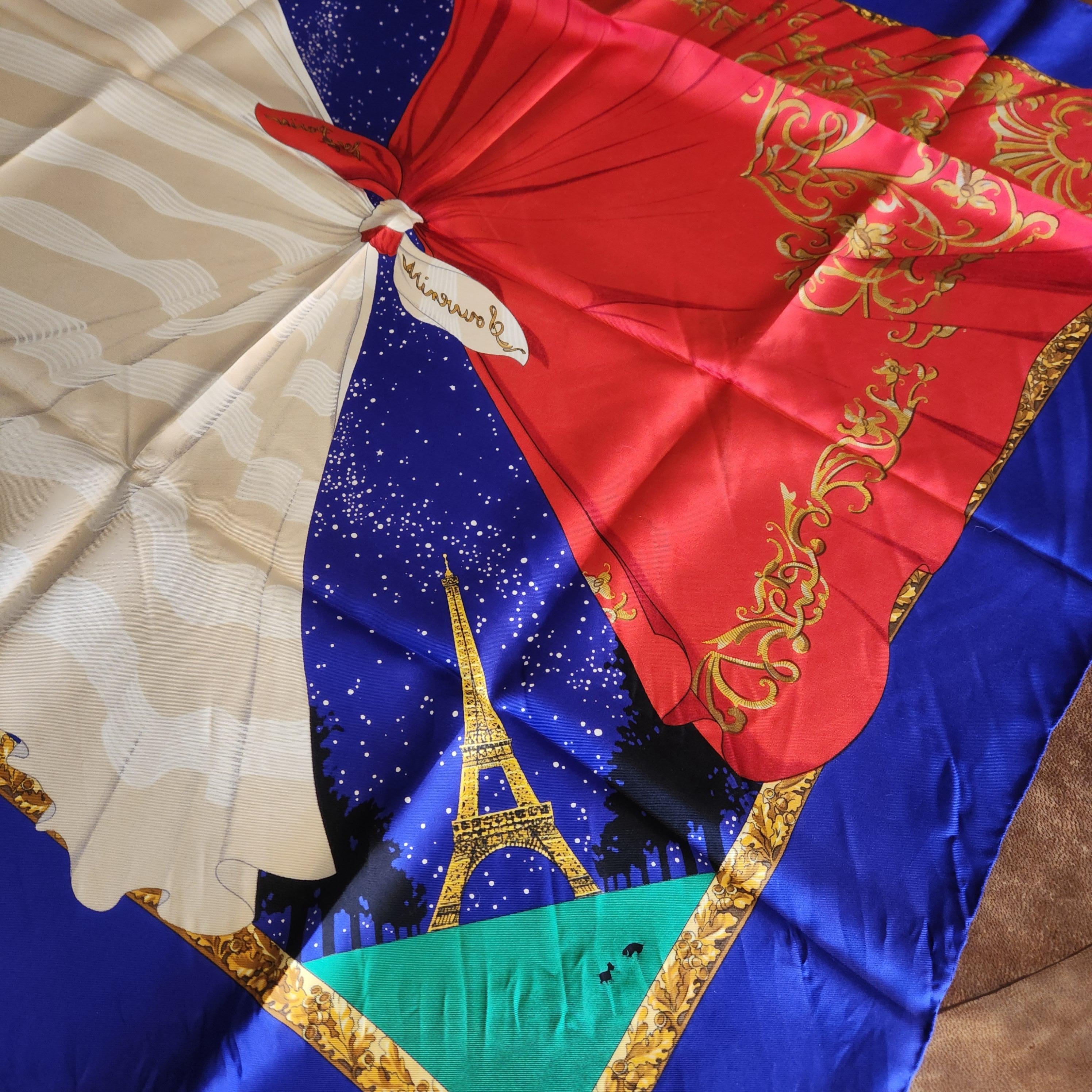 1980s Hermès Silk Scarf Hilton McConnico Souvenirs de Paris Boxed For Sale 6
