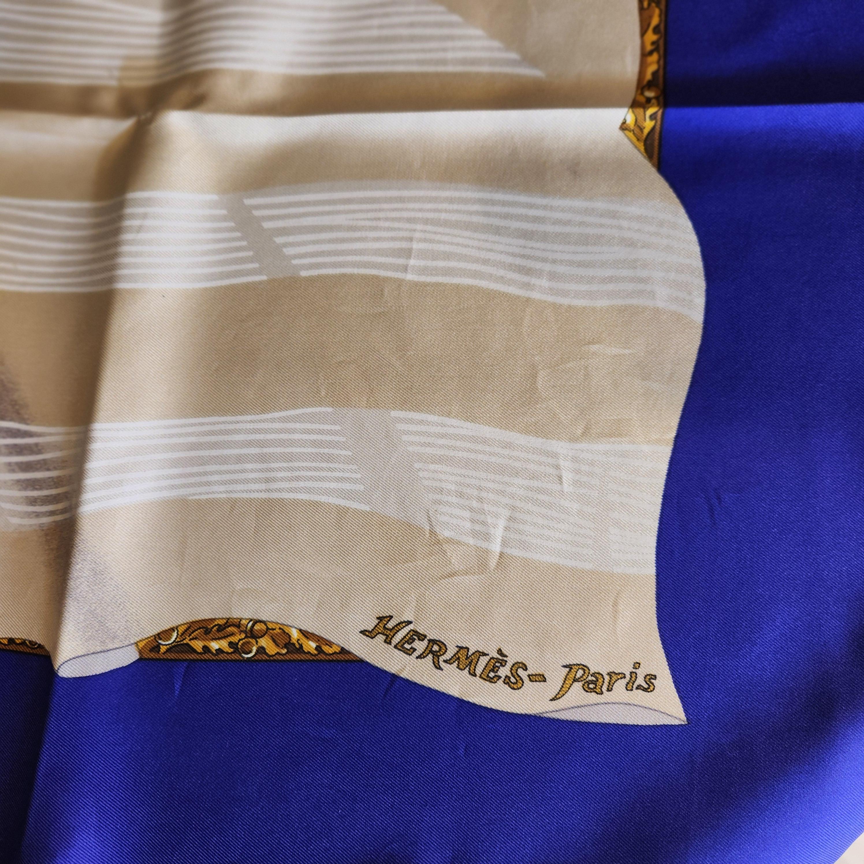 Mid-Century Modern 1980s Hermès Silk Scarf Hilton McConnico Souvenirs de Paris Boxed For Sale