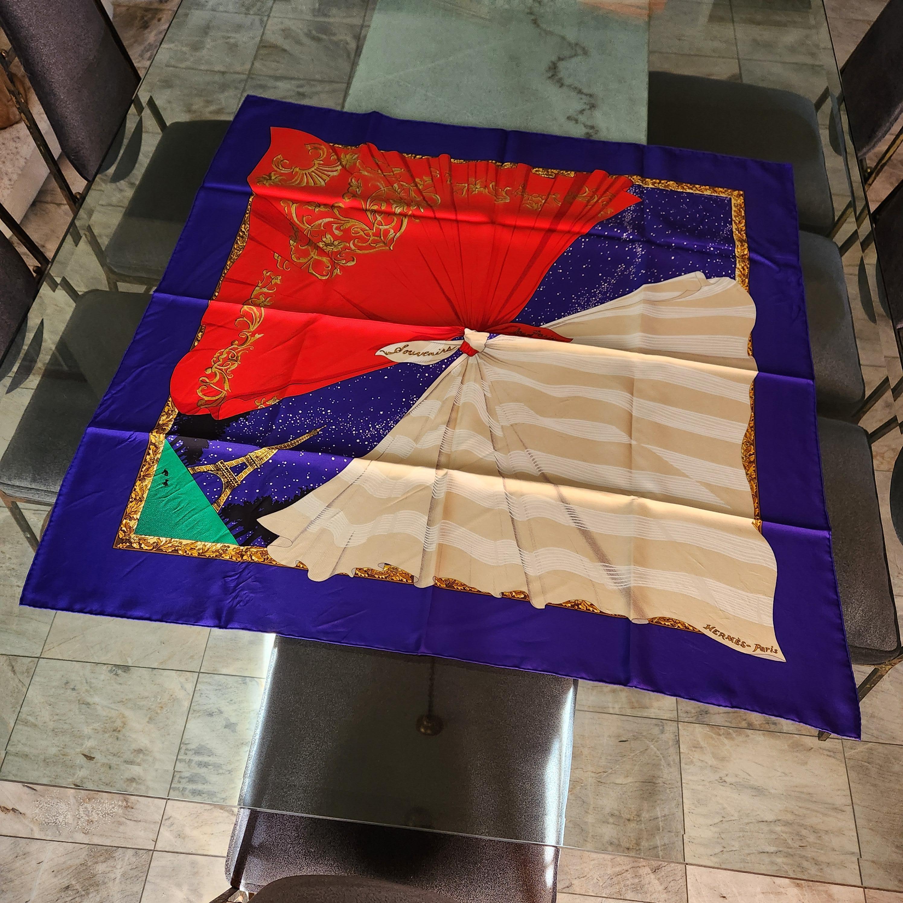 1980s Hermès Silk Scarf Hilton McConnico Souvenirs de Paris Boxed For Sale 1