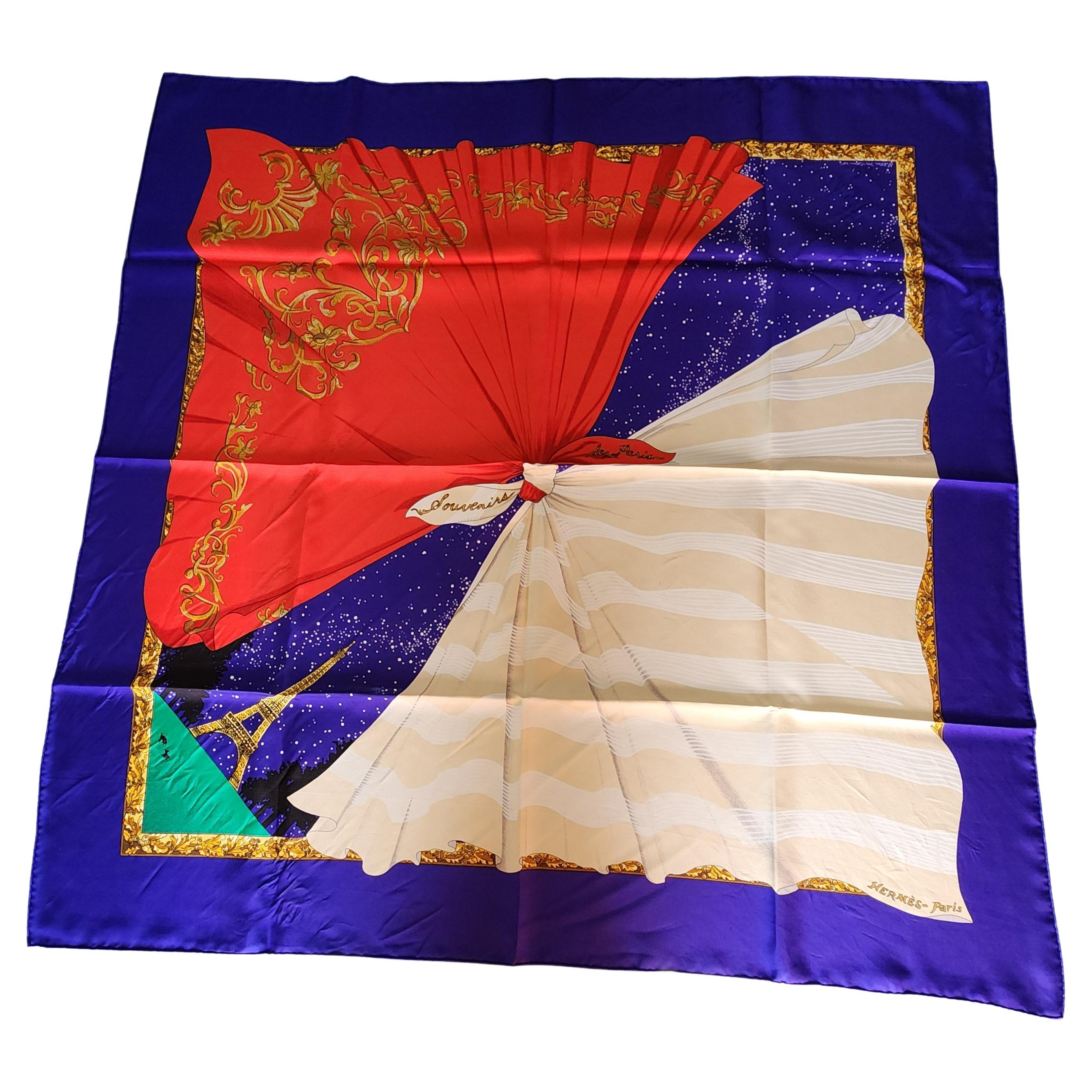 1980s Hermès Silk Scarf Hilton McConnico Souvenirs de Paris Boxed
