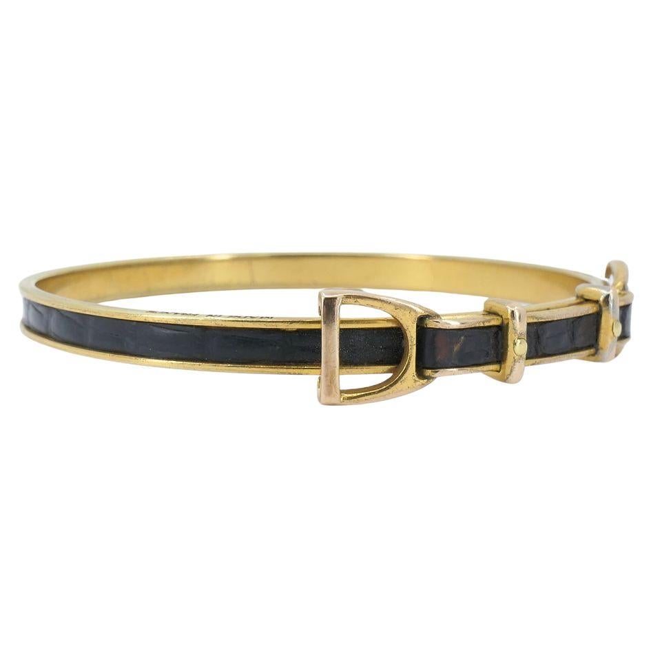 1980s Hermes Vermiel Leather Equestrian Bangle Bracelet 2