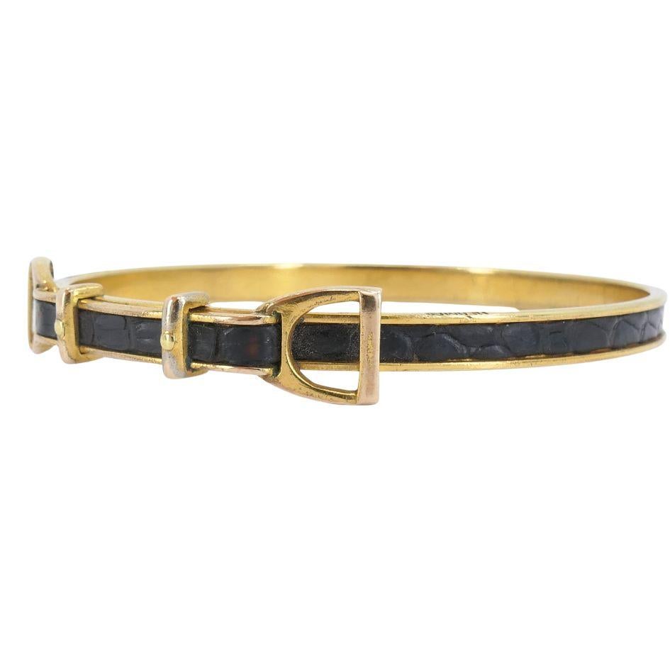 1980s Hermes Vermiel Leather Equestrian Bangle Bracelet 3