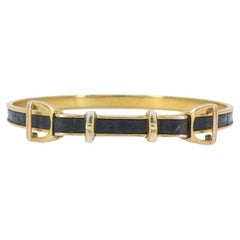 Vintage 1980s Hermes Vermiel Leather Equestrian Bangle Bracelet