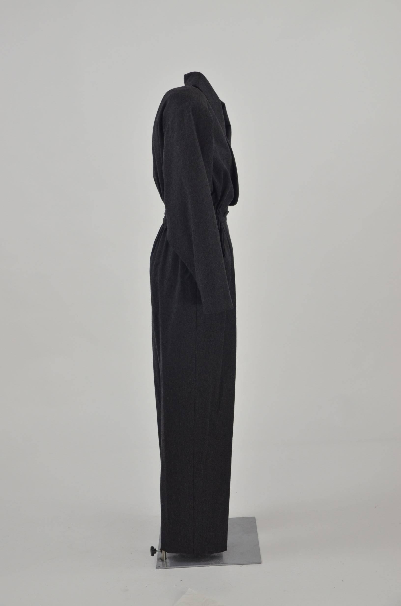 1980s Hermès Vintage Wool and Cashmere Dark Jumpsuit In Good Condition In Lugo (RA), IT
