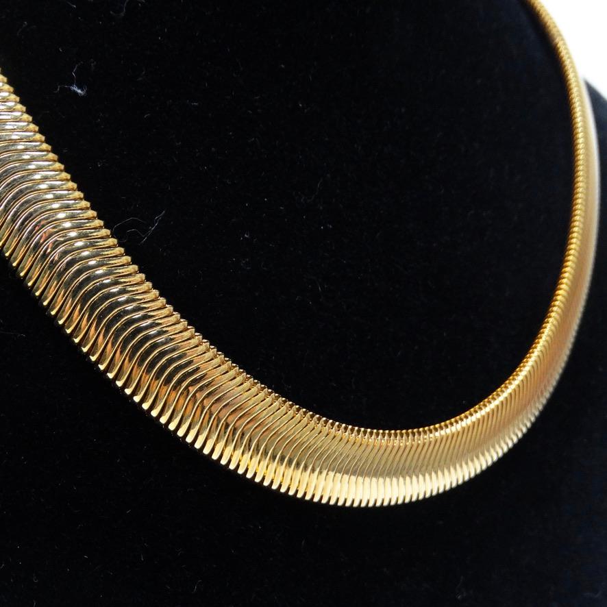 1980er Jahre Fischgräten-Halskette 18K vergoldet im Zustand „Hervorragend“ im Angebot in Scottsdale, AZ