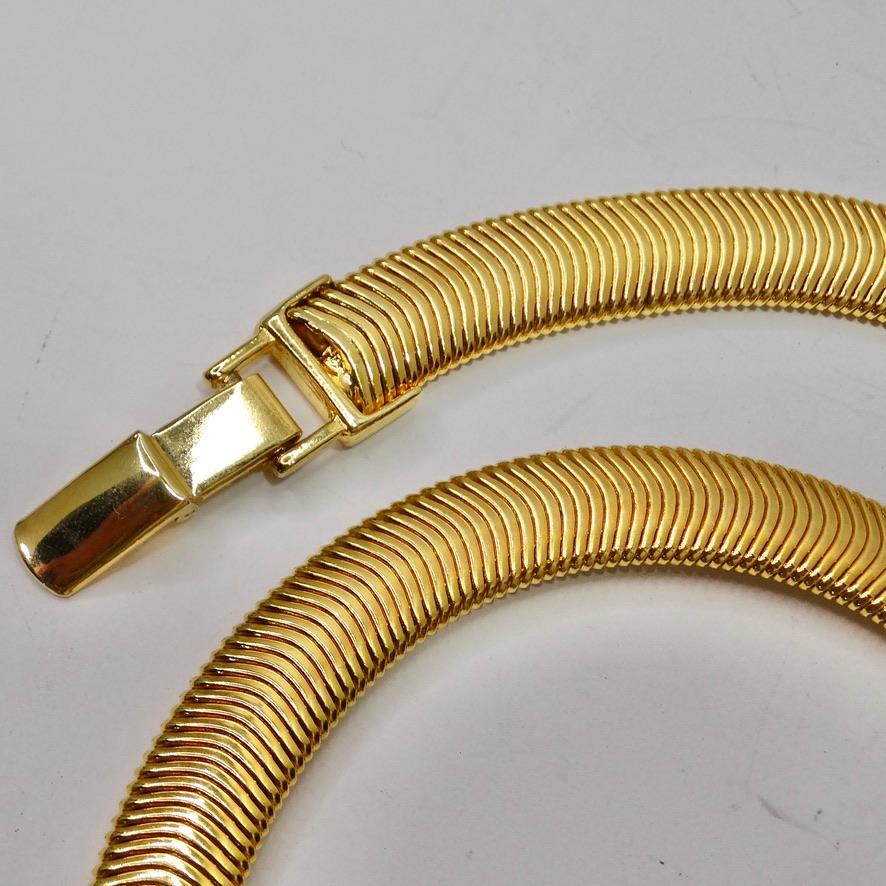 1980s Herringbone 18K Gold Plated Necklace For Sale 2