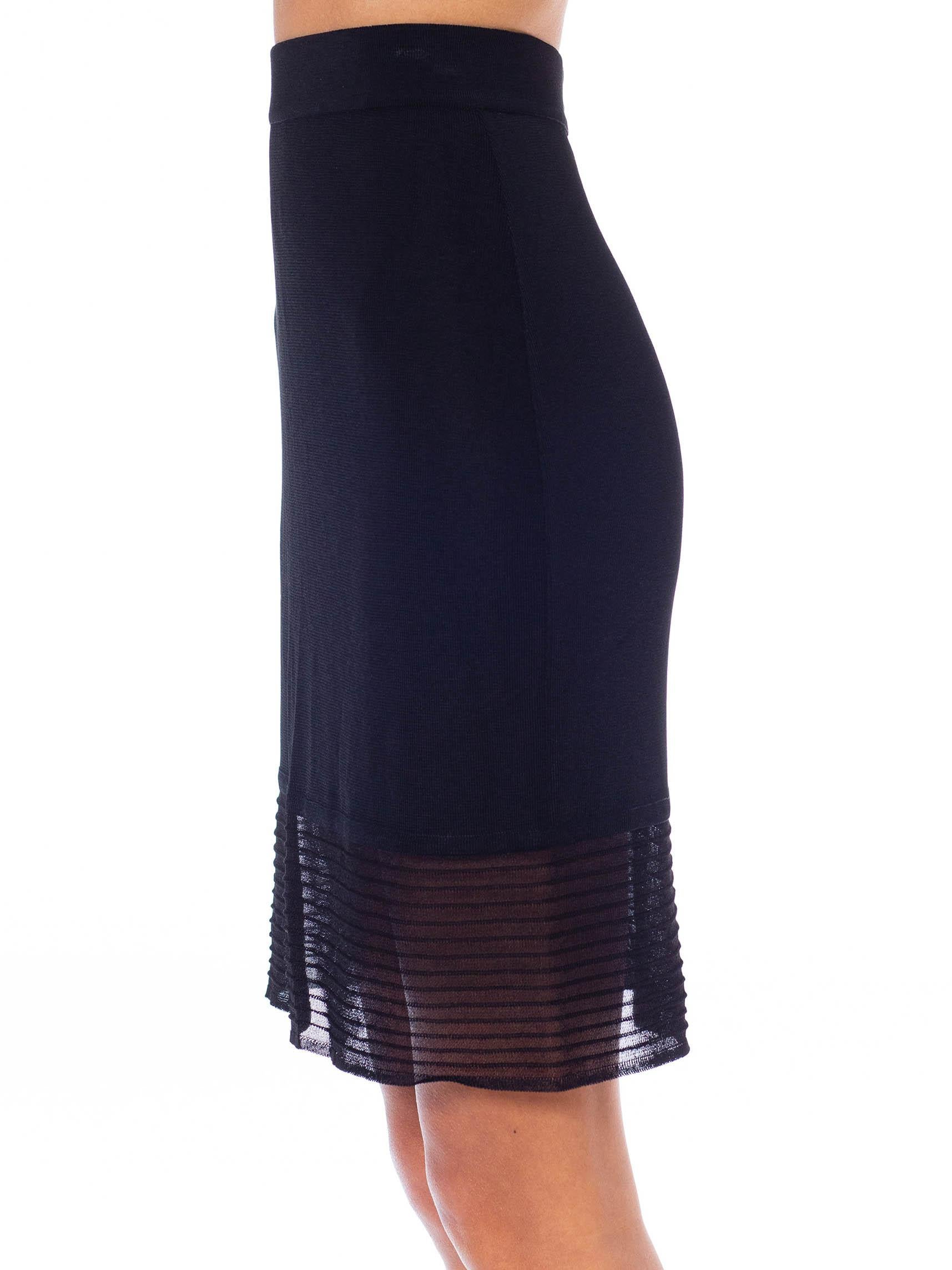 Women's 1980S HERVE LEGER Black Poly/Viscose Mini Body-Con Skirt