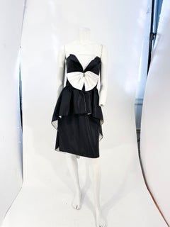 1980s Hey Waltzer for Darcy Black and White Cocktail Dress Ensemble