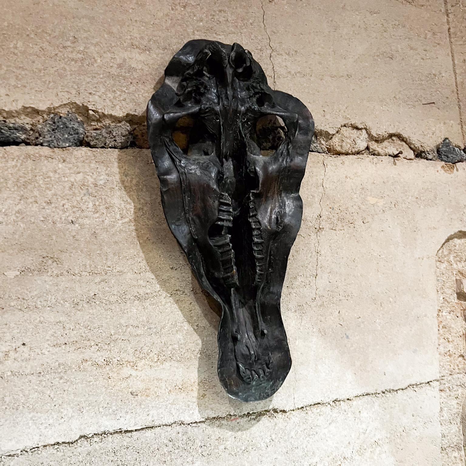 Modern 1980s Hippopotamus Head Bronze Skull Sculpture after Giacometti For Sale