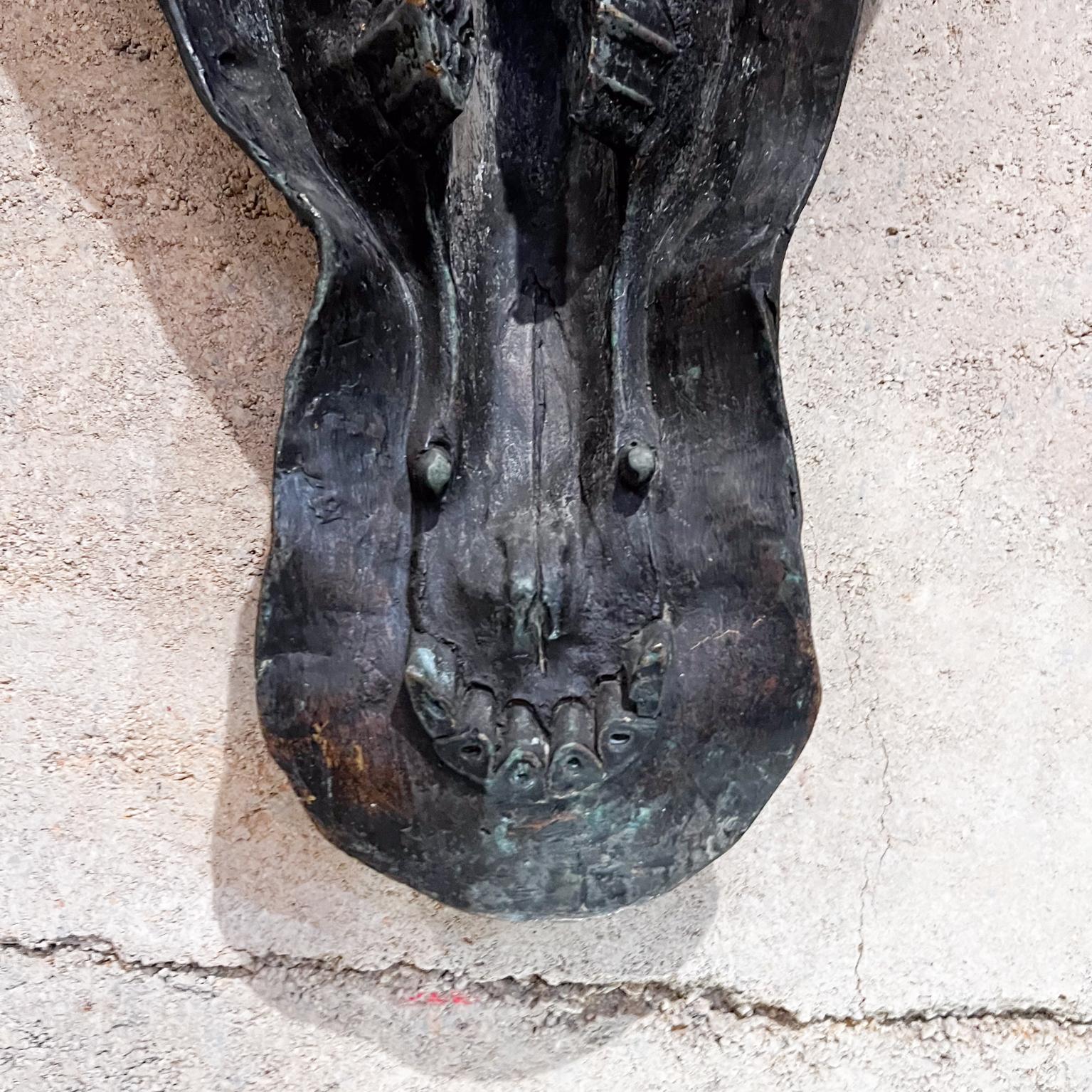 Modern 1980s Hippopotamus Head Bronze Skull Sculpture after Giacometti For Sale