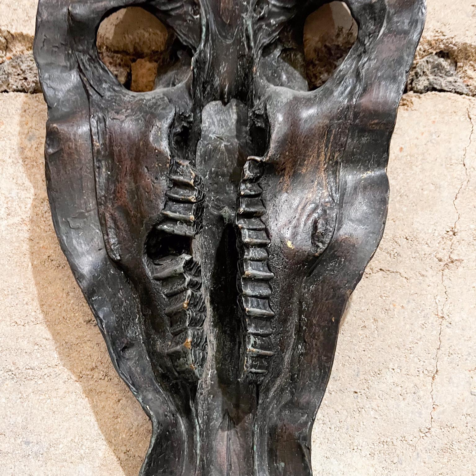 Unknown 1980s Hippopotamus Head Bronze Skull Sculpture after Giacometti For Sale
