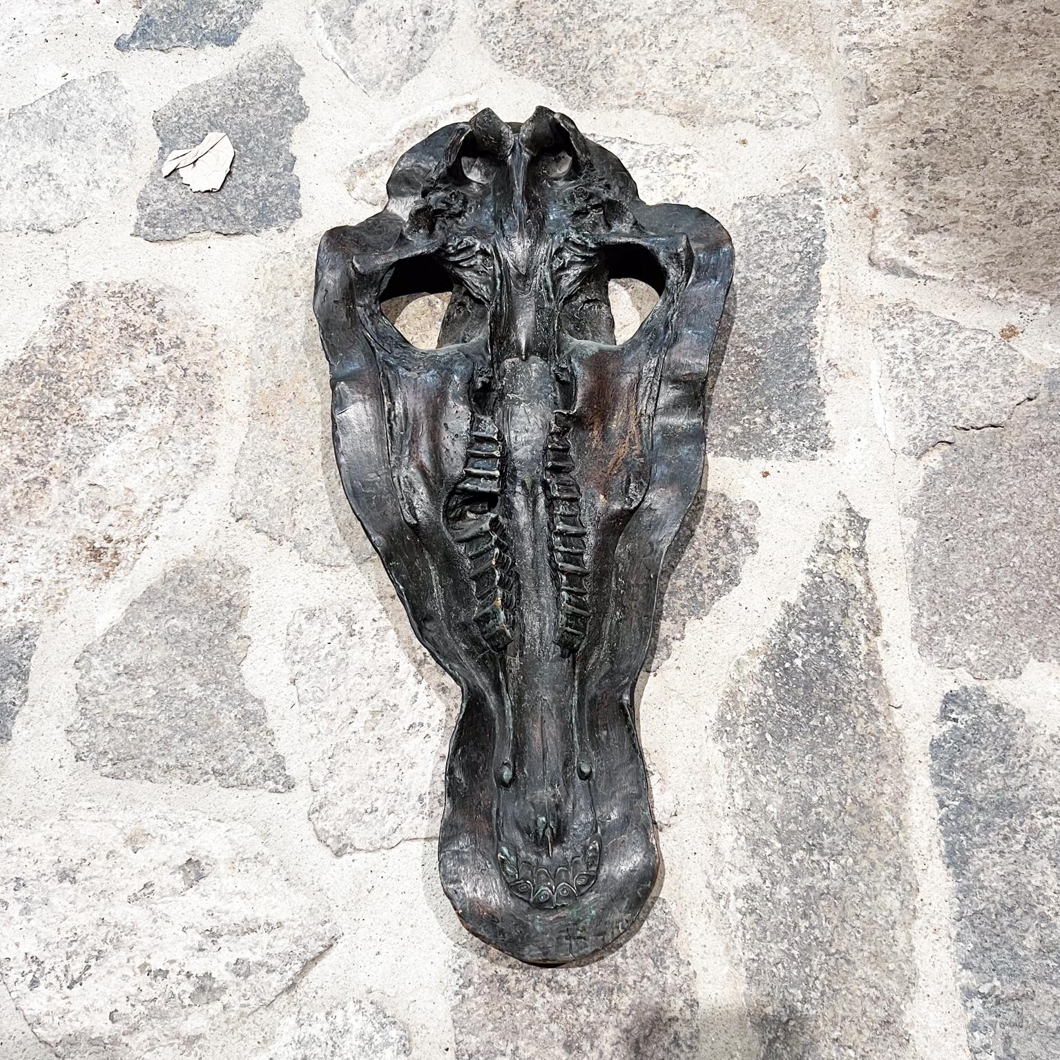1980s Hippopotamus Head Bronze Skull Sculpture after Giacometti For Sale 1
