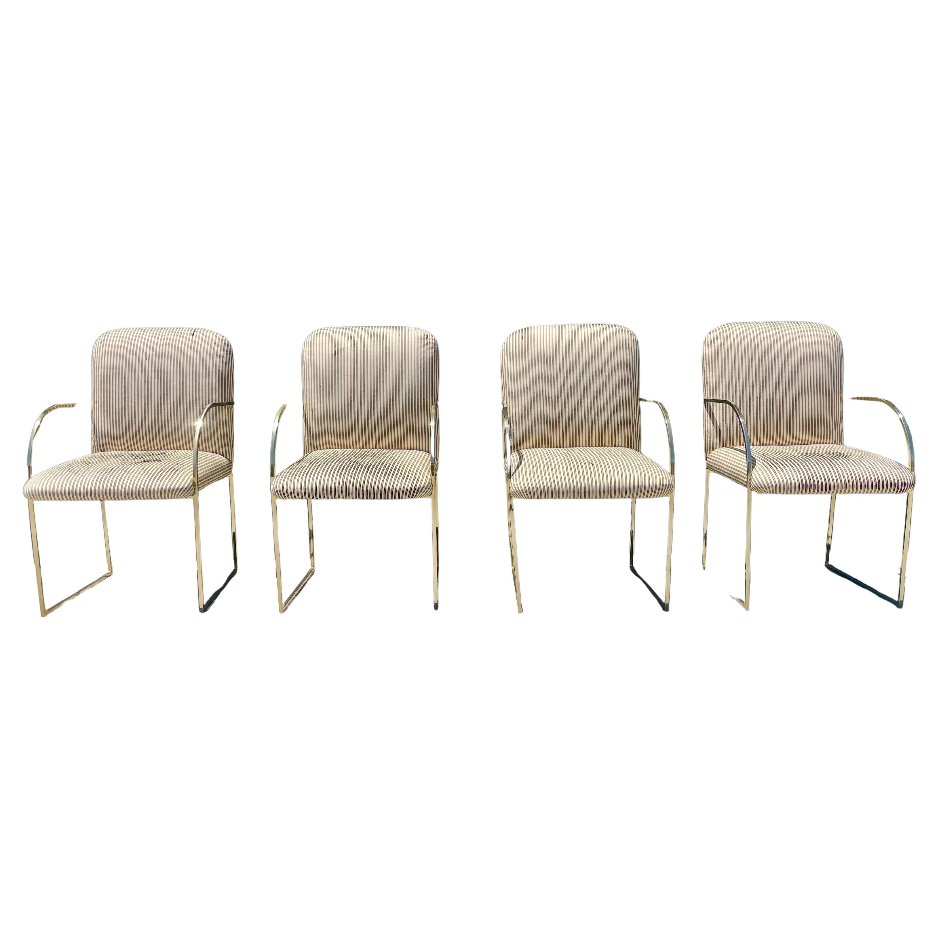 Sedie da pranzo in ottone Hollywood Regency degli anni '80 di Design Institute of America- Set
