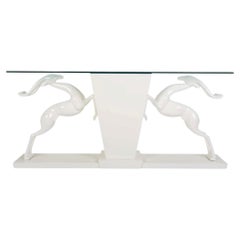 1980s Hollywood Regency Jumping Gazelle Console Table