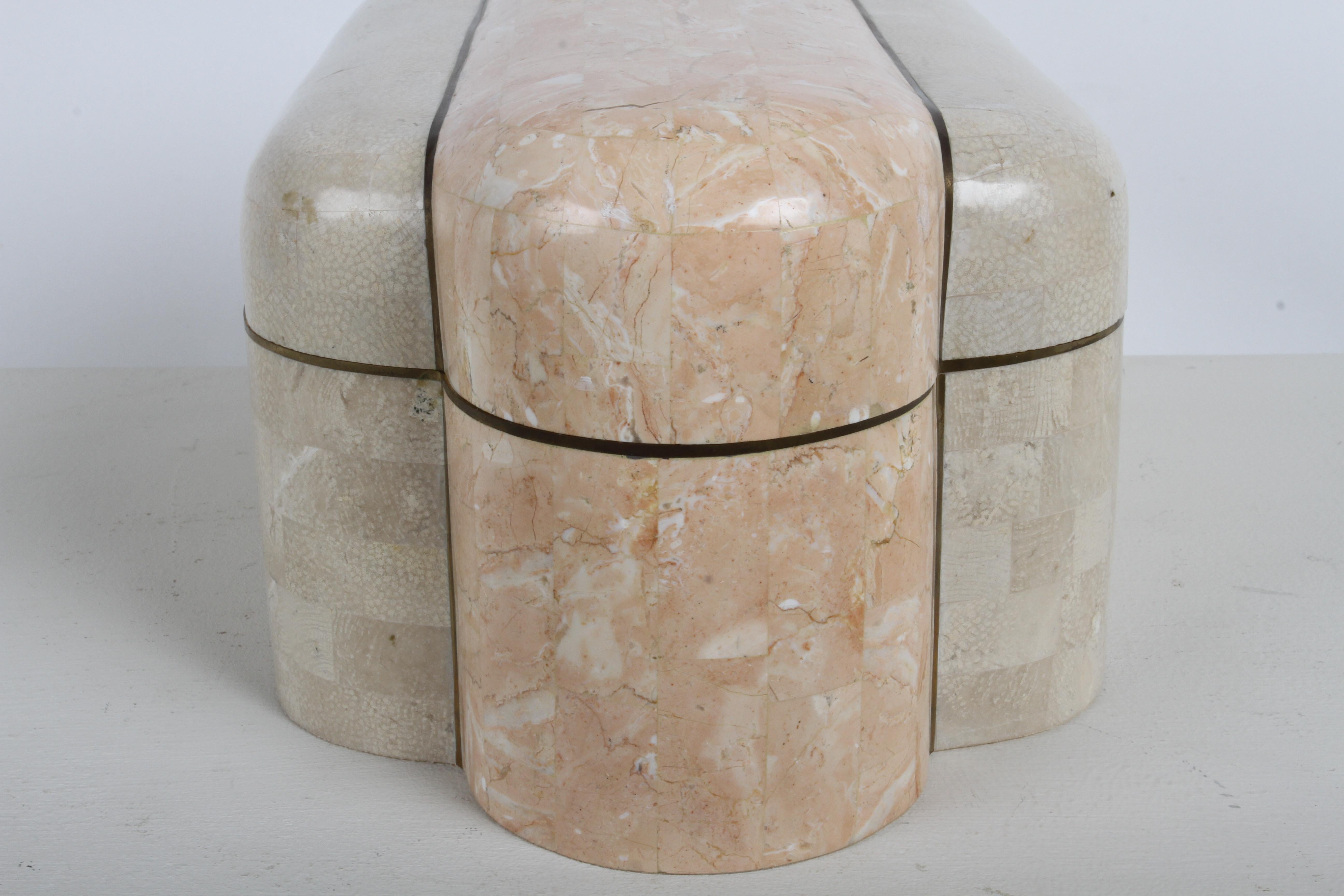 1980er Hollywood Regency Maitland-Smith Mosaik-Marmor- und Messing-Dekobox im Angebot 5