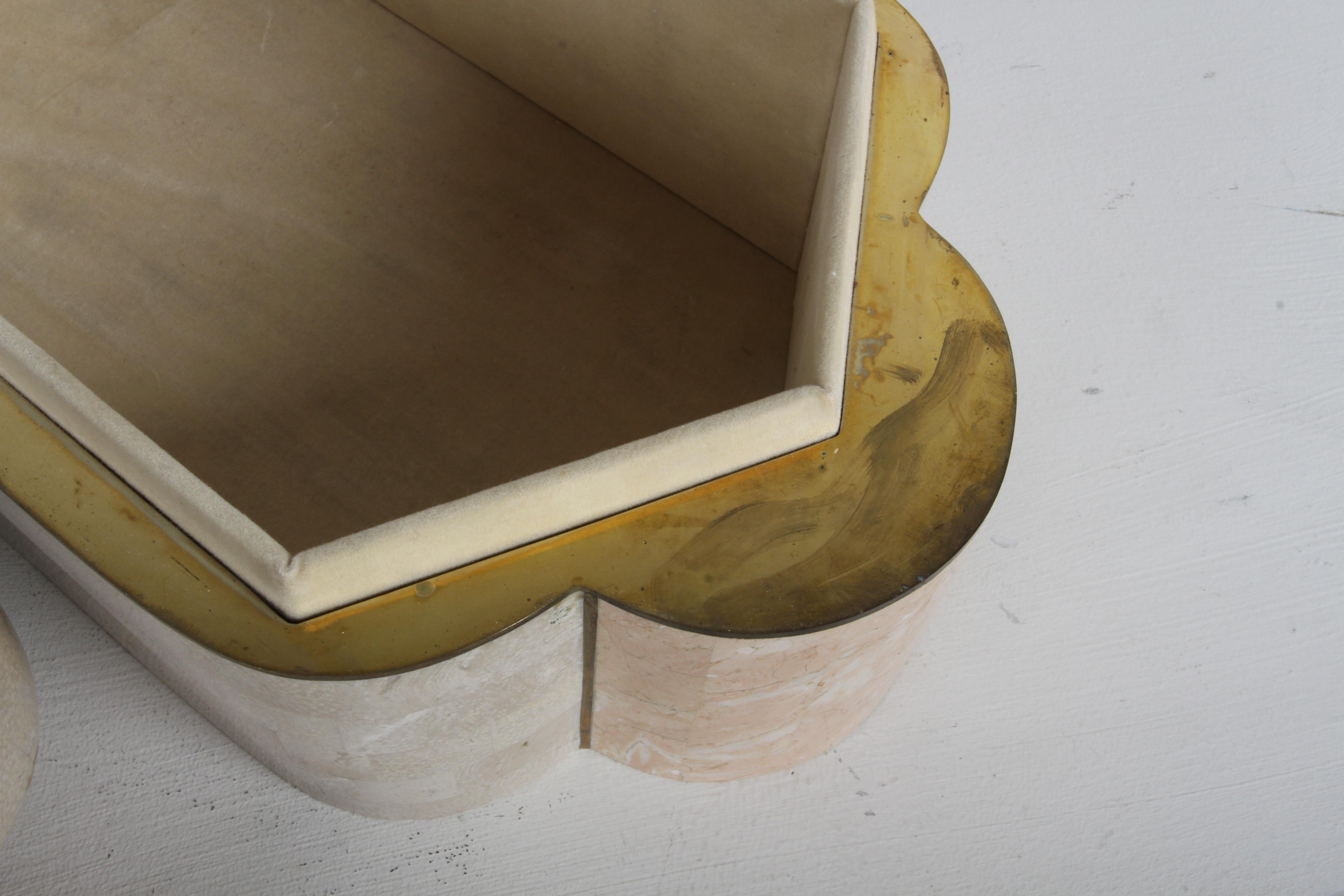 1980er Hollywood Regency Maitland-Smith Mosaik-Marmor- und Messing-Dekobox im Angebot 8