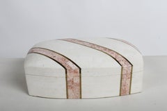 1980s Hollywood Regency Maitland-Smith Tessellated Marble & Brass Decorative Box