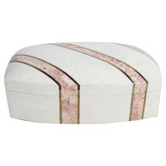 1980s Hollywood Regency Maitland-Smith Tessellated Marble & Brass Decorative Box