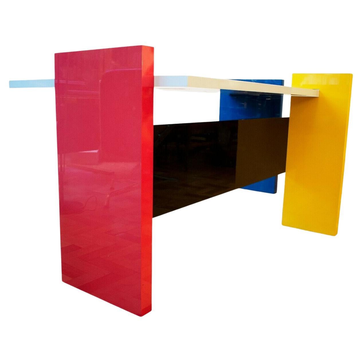 1980s "Hommage a Mondrian" Desk by Danilo Silvestrin for Rosenthal Memphis