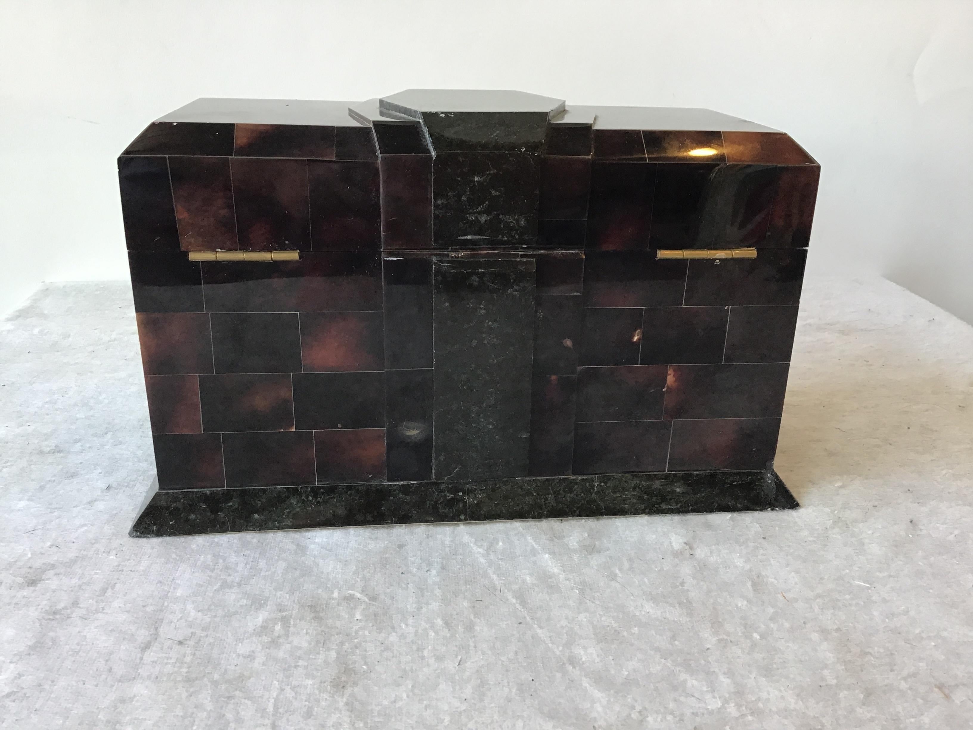 Late 20th Century 1980s Horn and Stone Jewelry Box