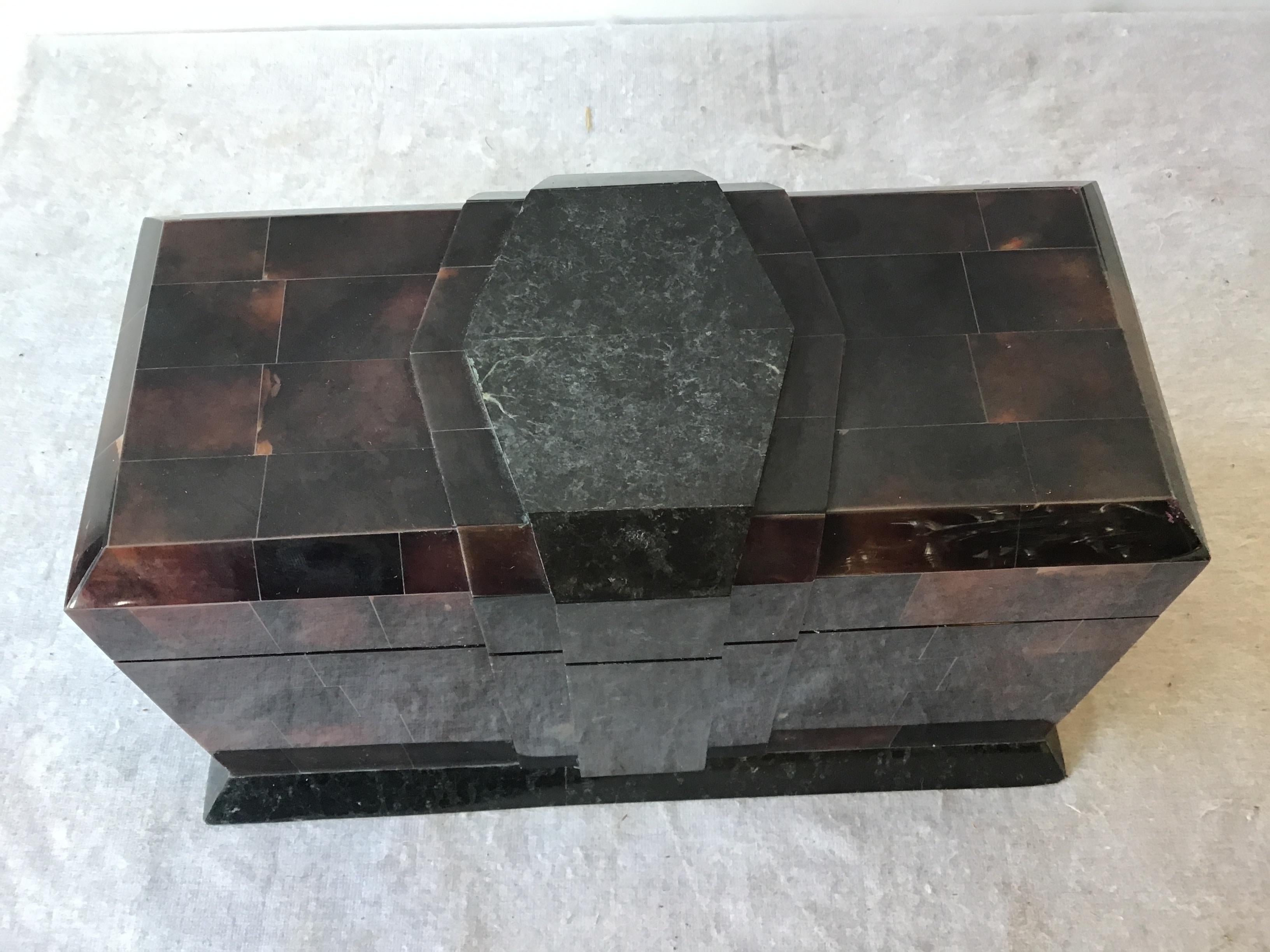 1980s Horn and Stone Jewelry Box 2