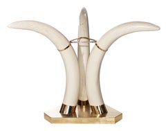 1980s Horn Bronze and Resin Coffee Table