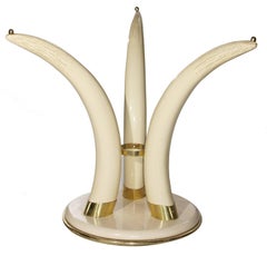 1980s Horn Bronze and Resin Coffee Table