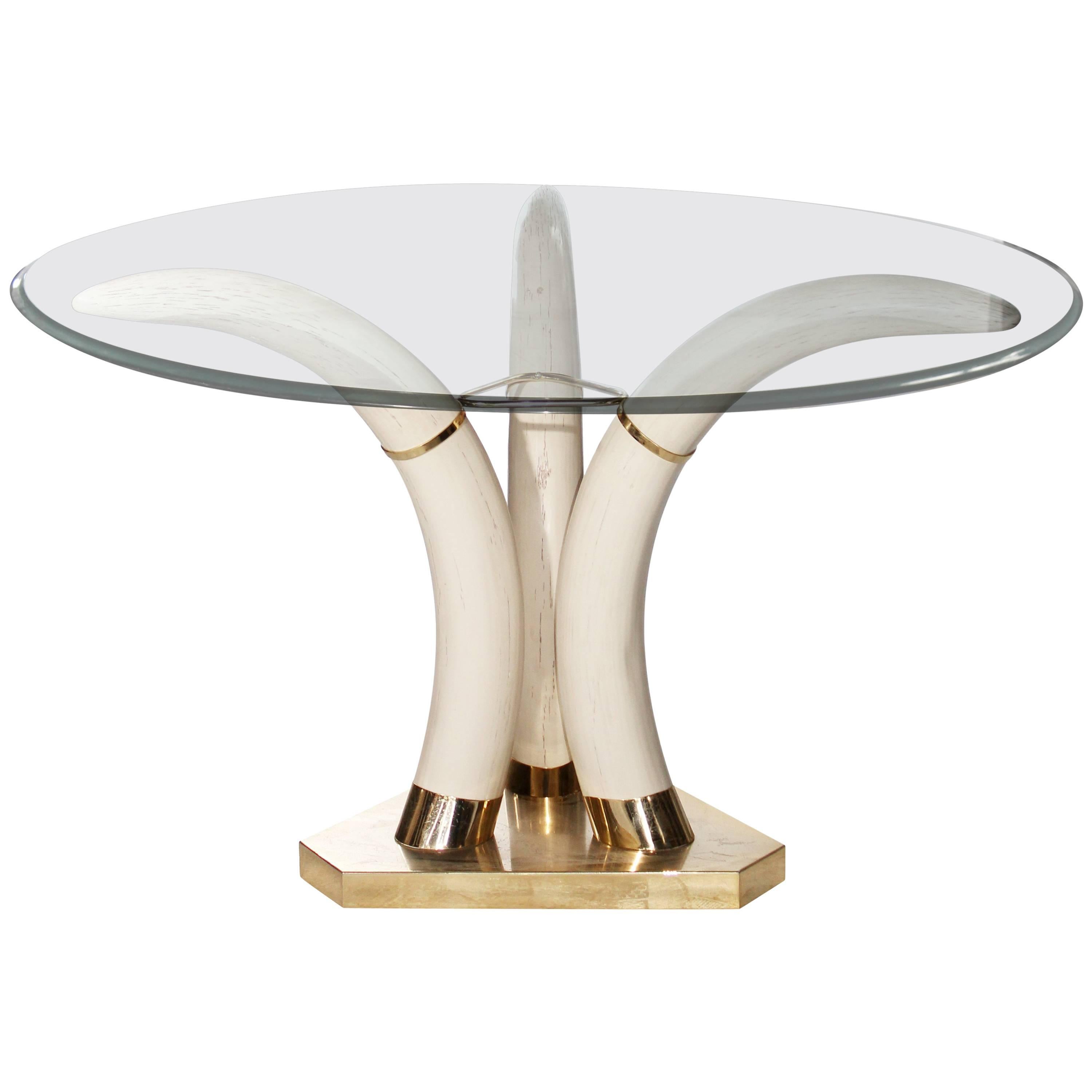 1980s Horn Bronze and Resin Coffee Table