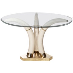 1980s Horn Bronze and Resin Coffee Table