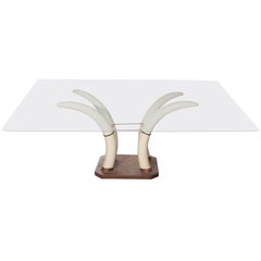 1980s Horn Bronze and Resin Coffee Table