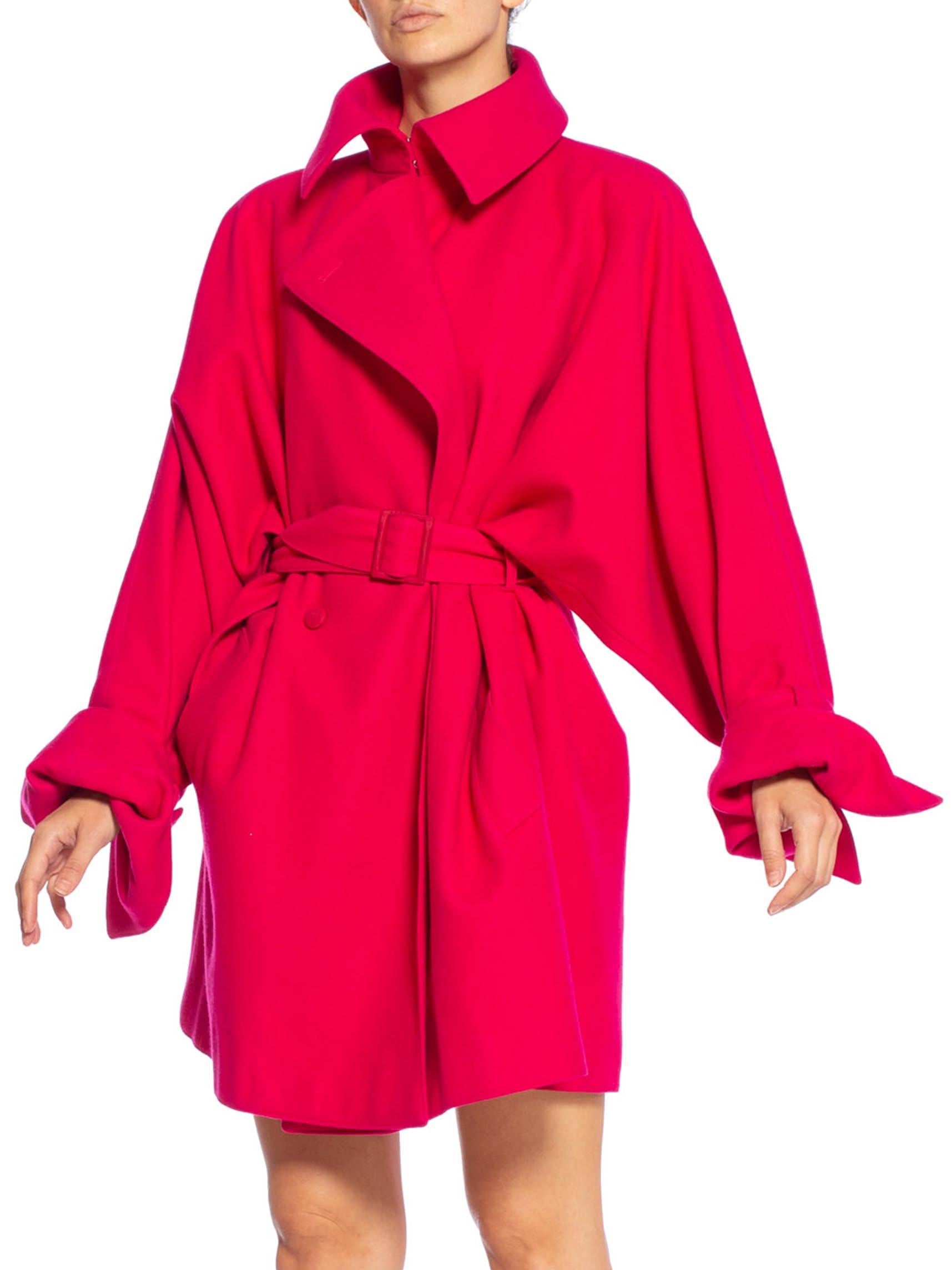 pink wool trench coat