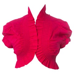 1980S Hot Pink Cotton Spandex Ruffled Bolero Top