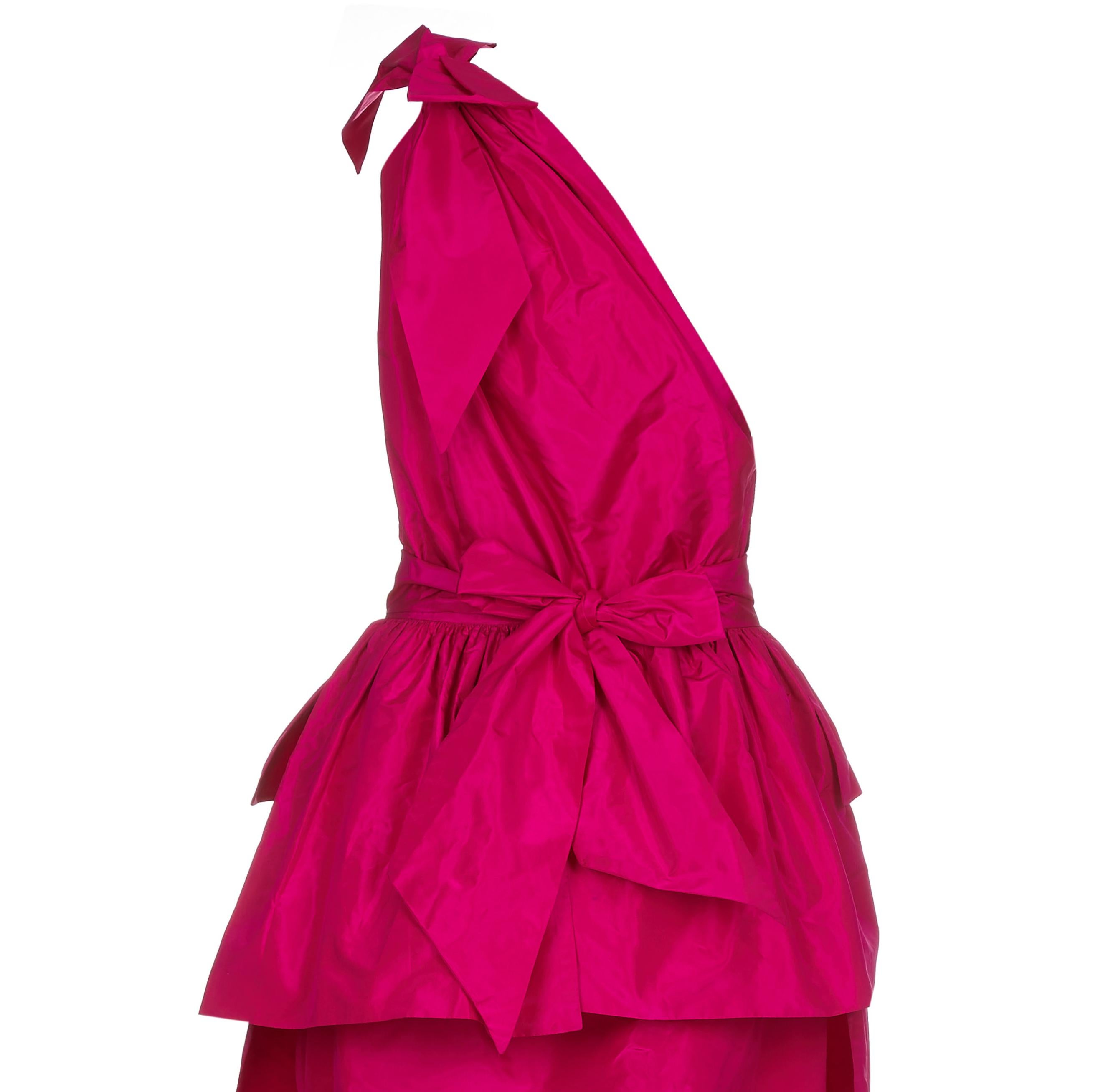 hot pink one shoulder dress