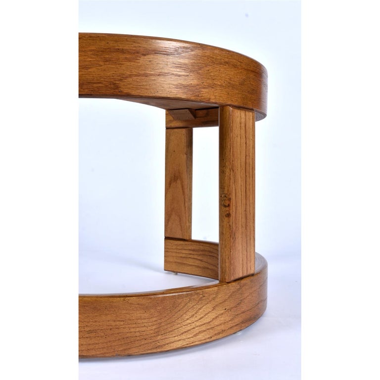 1980s Howard Solid Oak Crescent HalfMoon End Table at 1stDibs half