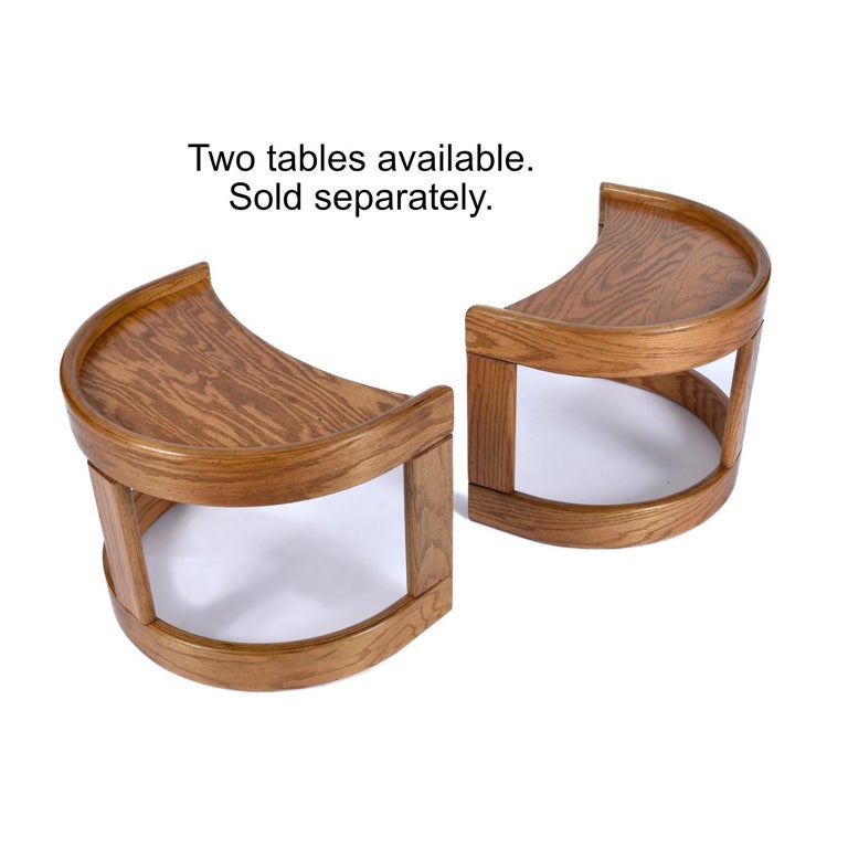 1980s Howard Solid Oak Crescent HalfMoon End Table at 1stDibs half