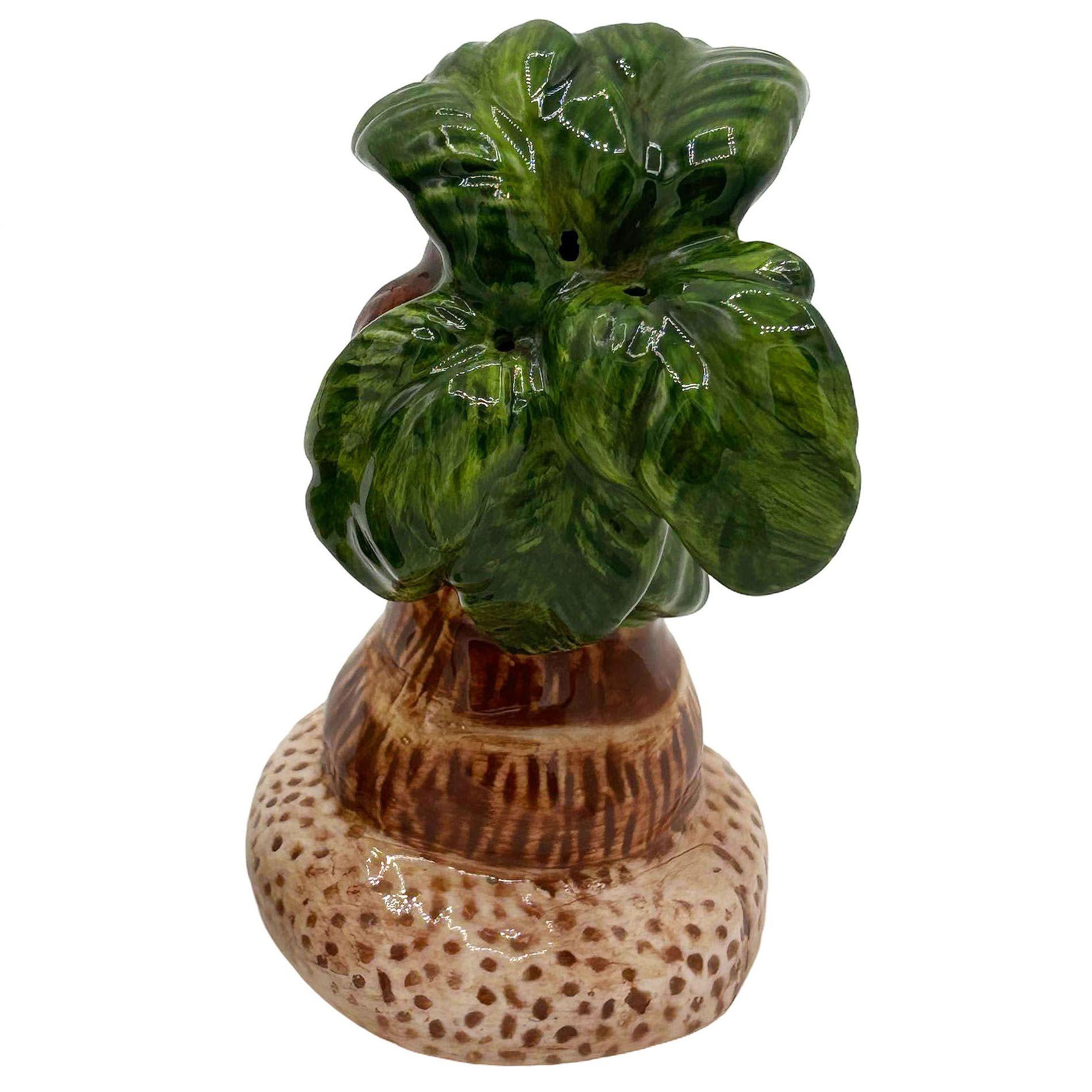 1980's Hula Girl & Palm Tree Keramik Tischplatte Matching Salz- und Pfefferstreuer Set im Zustand „Hervorragend“ im Angebot in Van Nuys, CA