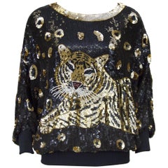 1980s I. Magnin Sequin Tiger Top