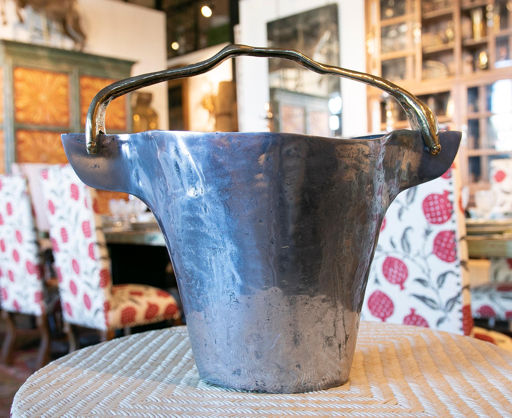 1980s Ice Bucket by the Artist David Marshall in Two-Coloured Bronze For Sale 7