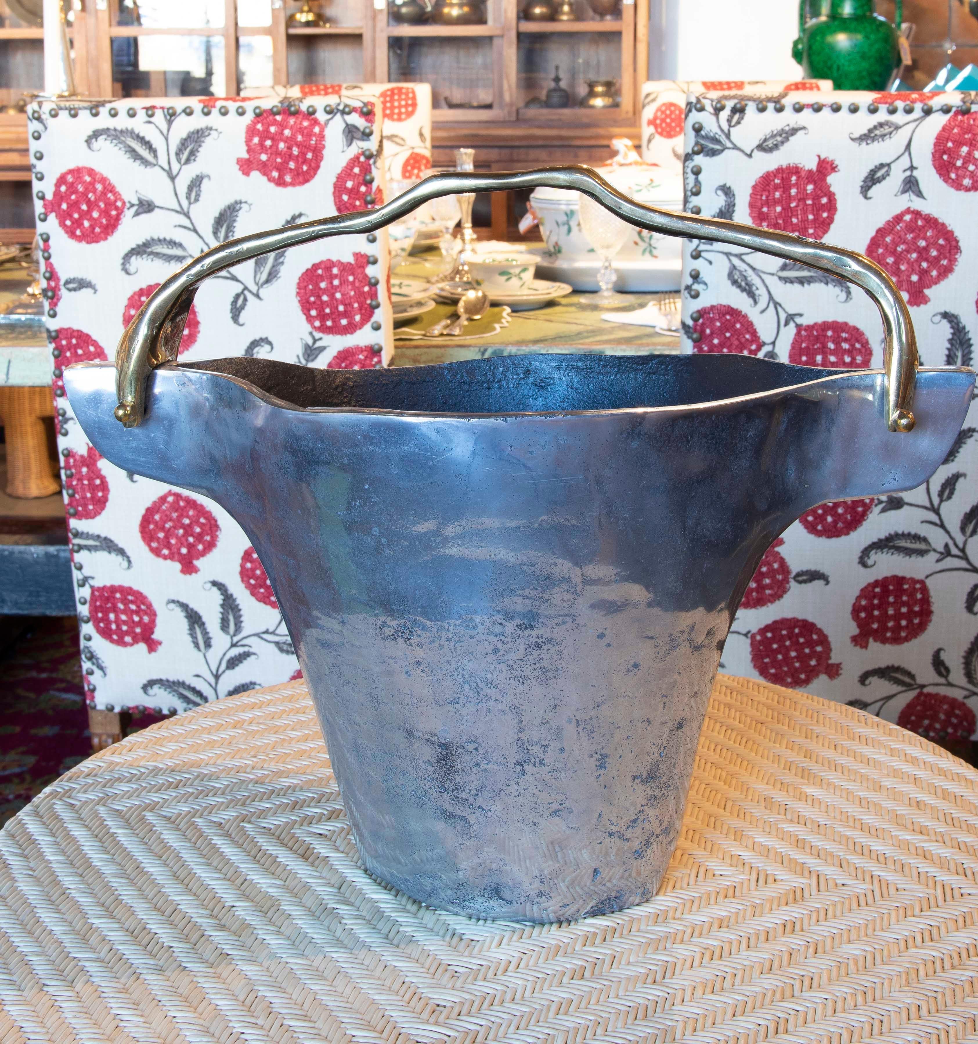 Spanish 1980s Ice Bucket by the Artist David Marshall in Two-Coloured Bronze For Sale