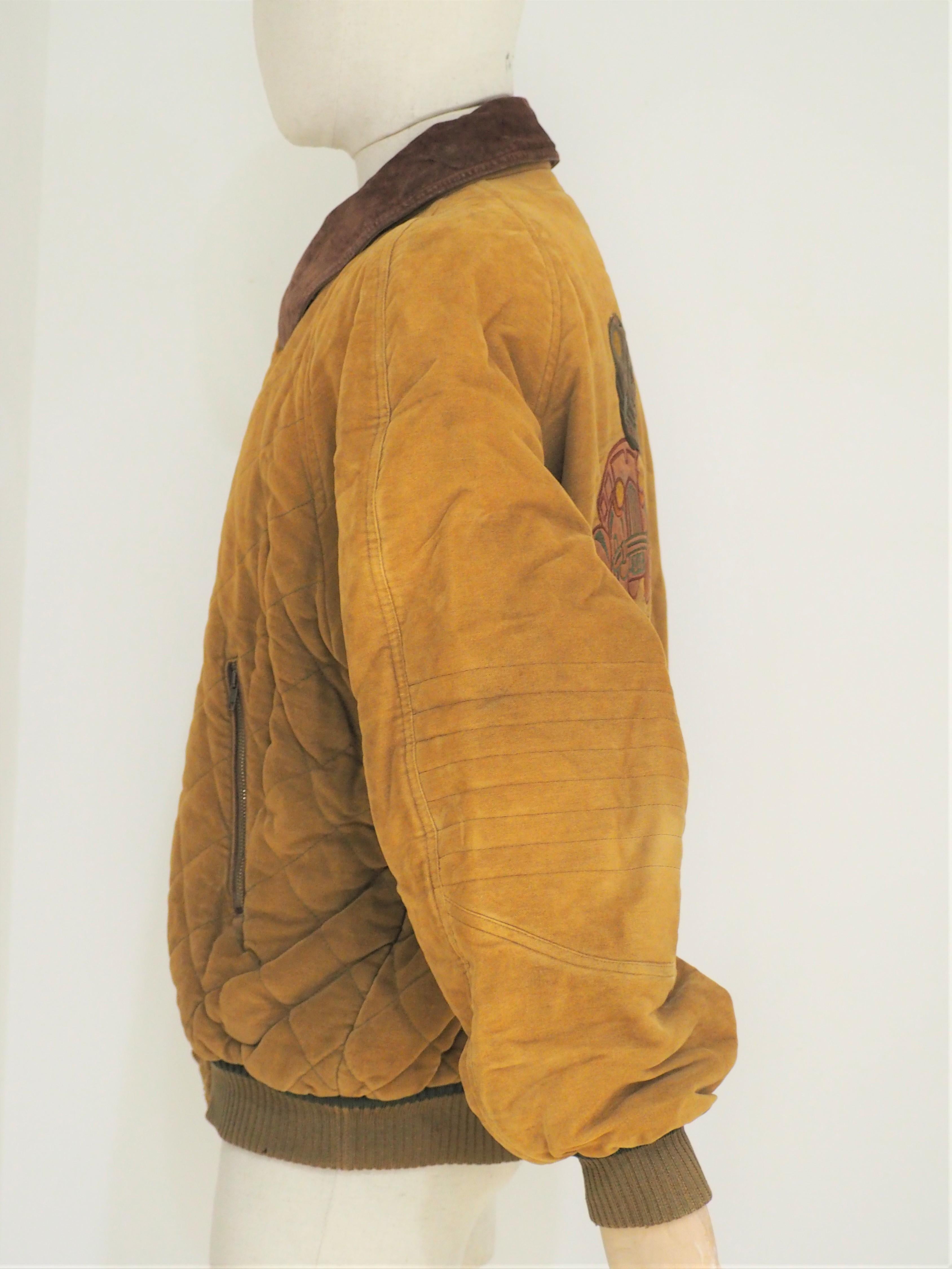 Marrone Bomber in lana Iceberg Paris Dakar anni '80