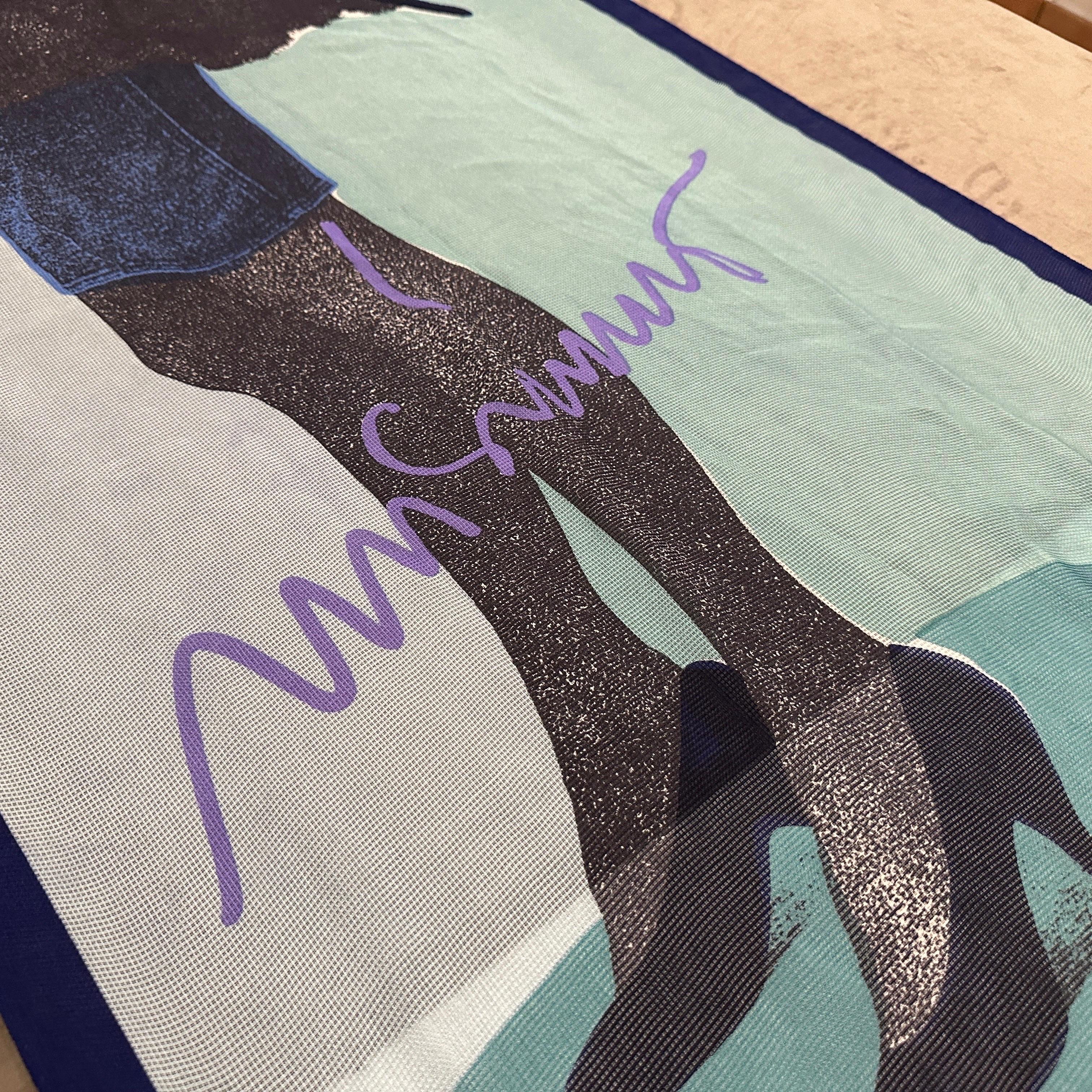 1980s Iconic illustrated Scarf by Franco Moschino For Sale 2