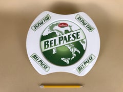 1980s Iconic Italian Ceramic Bel Paese Cheese by Galbani Advertising Plate