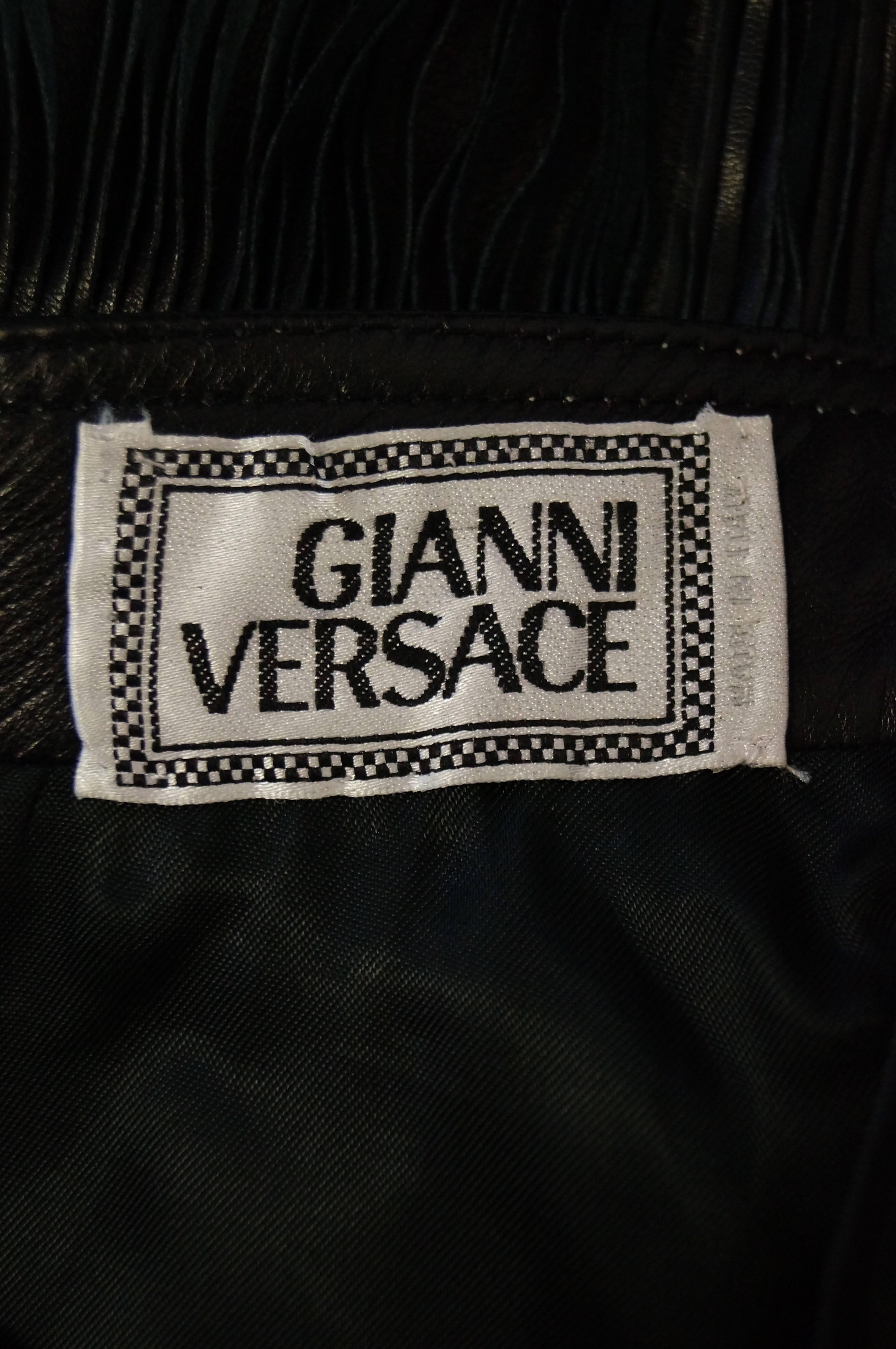 Versace Leather Fringe Midi Skirt, 1980s  2