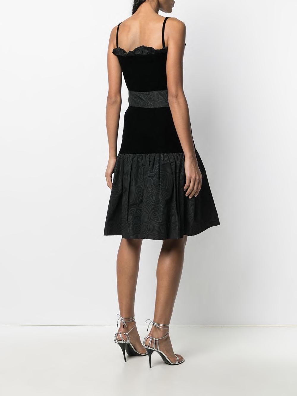 Black  1980s Iconic Yves Saint Laurent Velvet and Silk Dress 