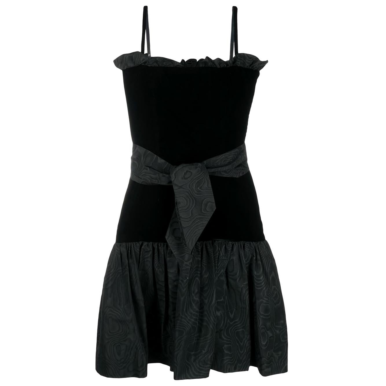  1980s Iconic Yves Saint Laurent Velvet and Silk Dress 