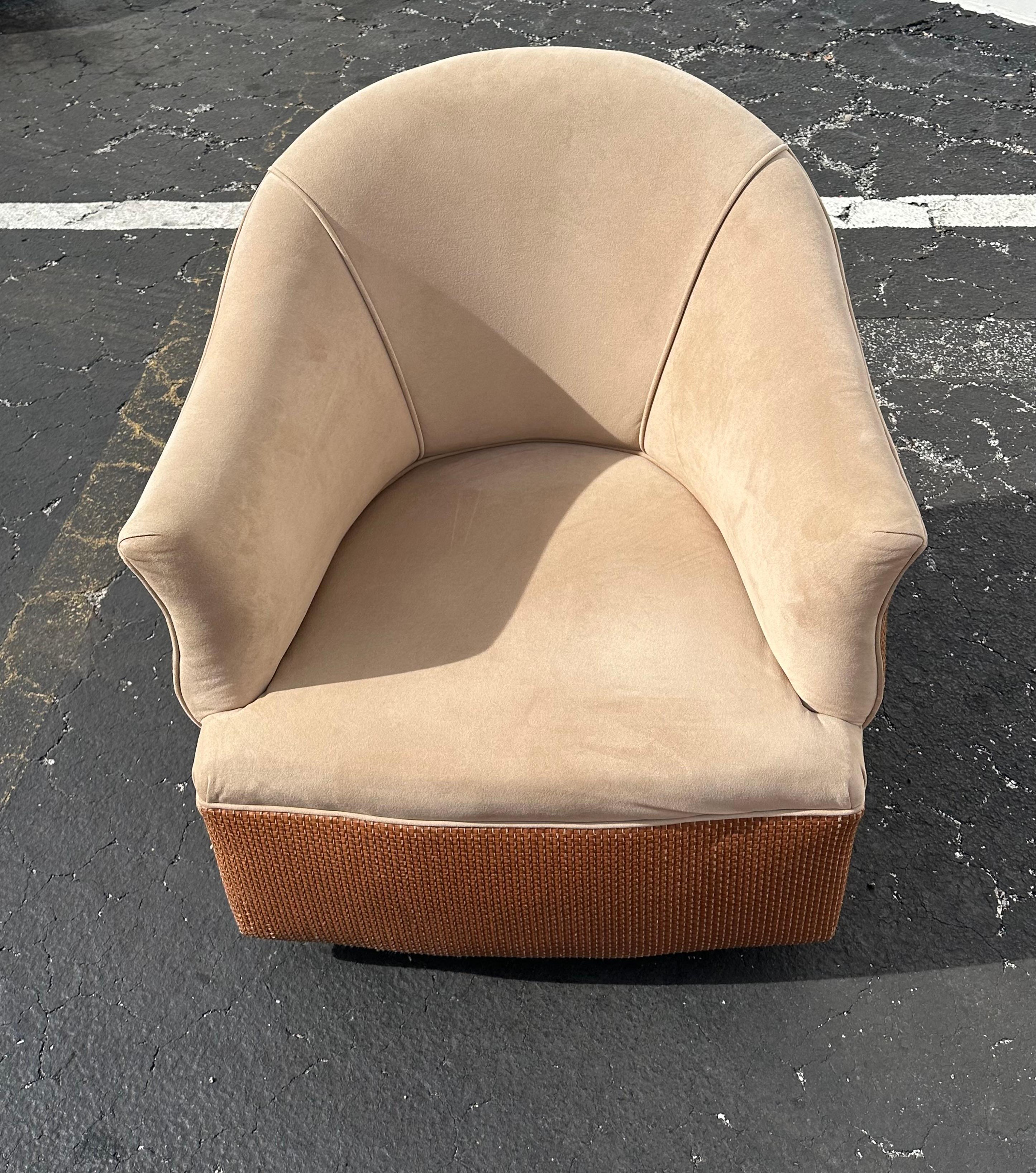 1980s Immaculate Milo Baughman Woven Leather Jute Rope Swivel Chairs, Set of 2 4
