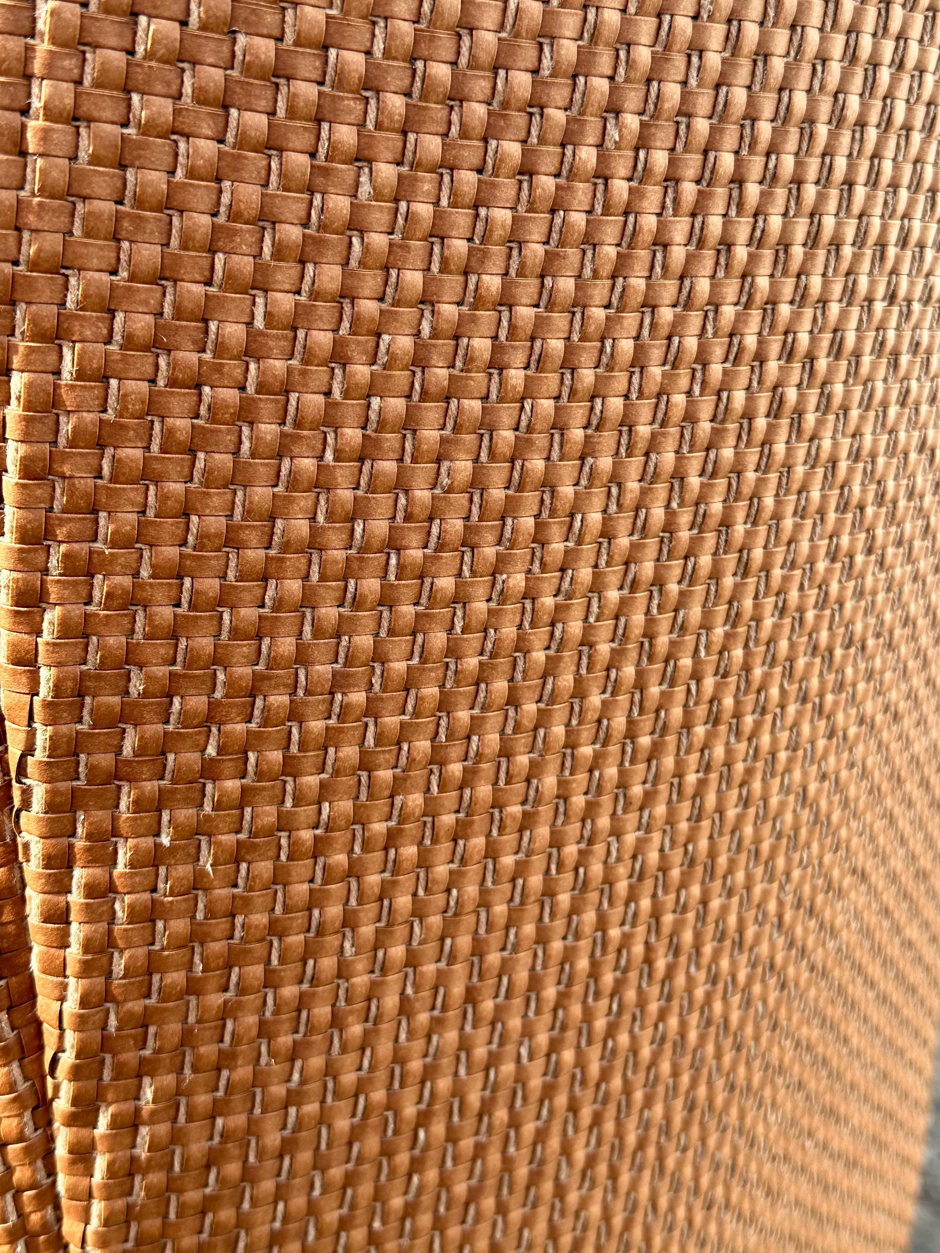 1980s Immaculate Milo Baughman Woven Leather Jute Rope Swivel Chairs, Set of 2 10